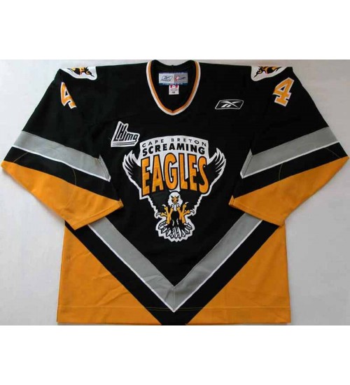 Custom QMJHL Cape Breton Screaming Eagles 2005 4 David Victor Hockey jersey Road Black